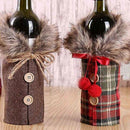 2Pcs Christmas Sweater Wine Bottle Cover, Newest Collar and Button Coat Des
