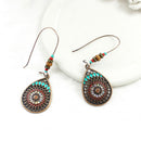 Bohemian Ethnic Style Hollow Pendant Earrings Wooden Beads Natural Stone Cr N2U2
