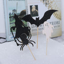 14pcs Halloween Cake Toppers Ghost Cat Bats Spider Witch Cupcake Flags Toppe Hn