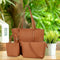 3pcs/set Solid Color Rivet Women Shoulder Totes Top-handle Bags (Brown)