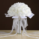 Bouquet of Bridesmaid Silk Flowers Wedding Foam flowers White Rose Bridal B