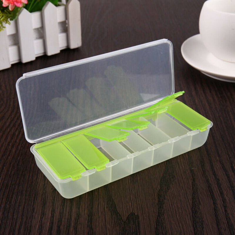 Large Travel Pill Cases Portable 7-Day Medicine Box Tablet Container(Green)