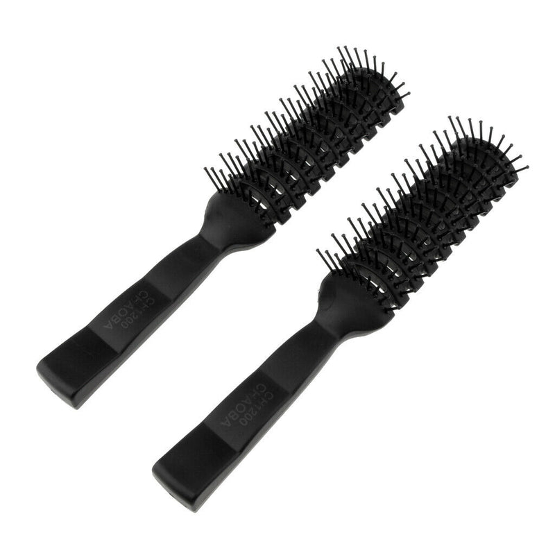 (Pack 2) 7.7'' Plastic Black Handle Ribs Hair Comb Brushes, Hair Comb for