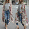 Women Chiffon Kimono Cardigan Floral Print Asymmetric Boho Loose Outerwear A
