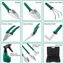 10 Pieces Garden Tools Set - Stainless Steel Gardening Tool Case with Trowe