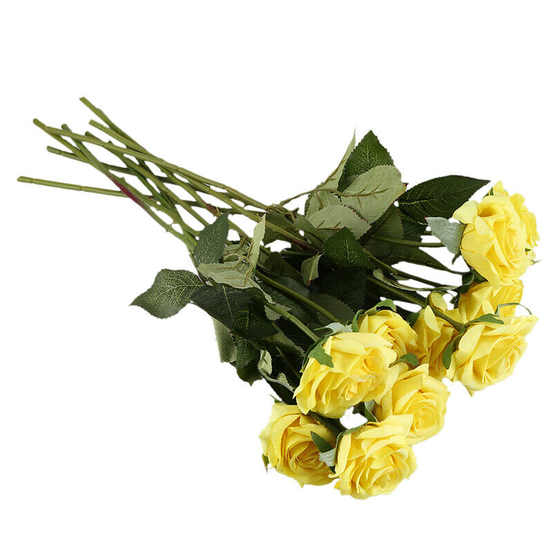 10 pcs Latex Real Touch Rose Decor Rose Artificial Flowers Silk Flowers Flo M7V3