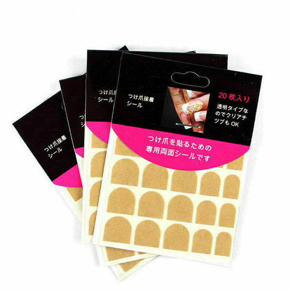 1 Sheets 20 Tips Double Sided Adhesive Tape Glue Stickers False Gift Art Na S5U3