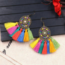 Stylish Tassel Earrings Women Colorful Earrings Cotton Rope Fringe Long Dangle