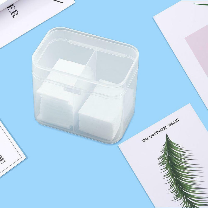 2 Grids Plastic Nail Towel Storage Box Clear Nail Art Jewelry Organizer