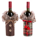 2Pcs Christmas Sweater Wine Bottle Cover, Newest Collar and Button Coat Des