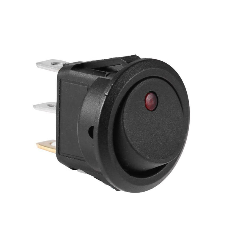 20A 12V 3 Pin Car Auto Boat On Off Round Dot LED Rocker Toggle Switch Red Light