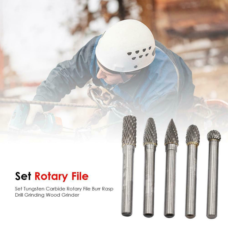 5pcs/set Tungsten Carbide Rotary File Burr Rasp Drill Grinding Wood Grinder A