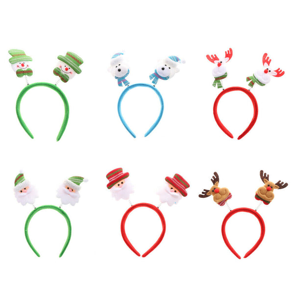 6 Pieces Christmas Headbands - Funny Reindeer Snowman Head Boppers for kids