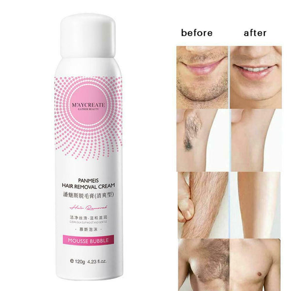 Natural & Painless Hair Remover Mousse Spray 120ml Unisex