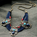 Retro Turquoise Coral Blue Bead Tibetan Necklace Lapis Lazuli Stone Unique IJZ