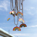 Fashion Colorful Rainbow Pendant Round Beads Chain Women Men Necklace Jewelr Gw