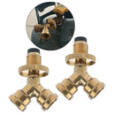 Propane Y-Splitter Adapter 1 In 2 Outlet Type-1 Connector Dual Hose Solid brass