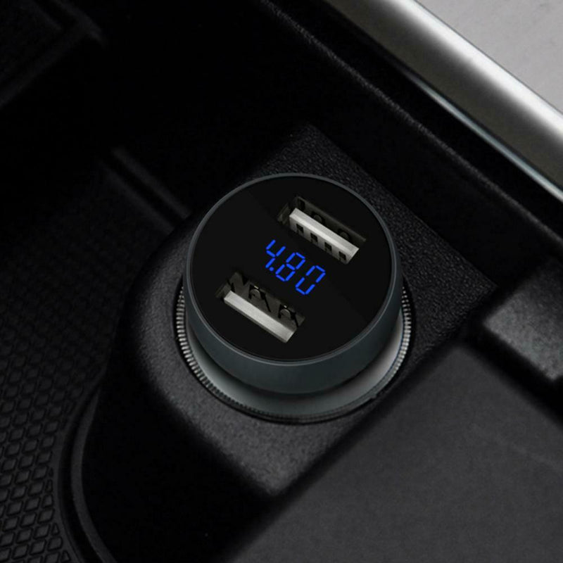 GS-C0065 5V 4.8A 2 USB Car Charger Digital Display Durable Mobile Power Adapter