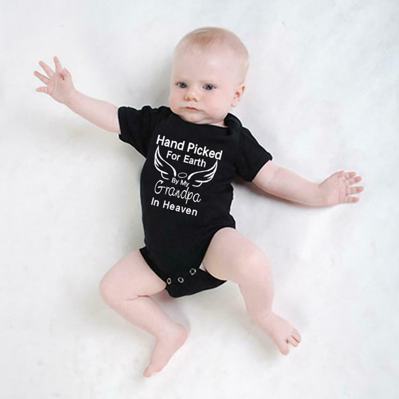 Summer Print Baby Boys Girls Romper Short Sleeve Sunsuit (Black 9-12M) A