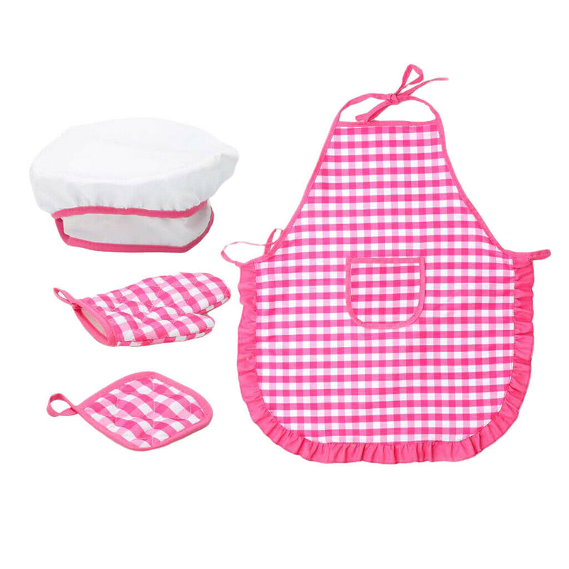 2 Sets Kids Baking Sets for Girls, Real Kids Cooking Set with Hat and Apron,