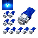 10 Pcs T10 Blue 5050 5SMD LED Wedge Car Light Bulb 194 168 W5W 12V FT