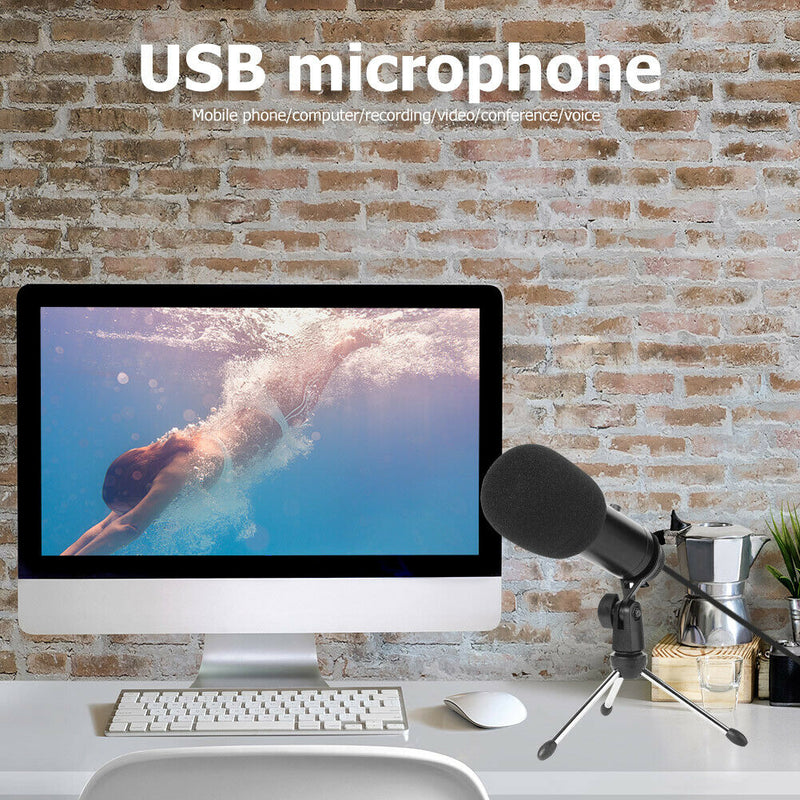 USB Wired Cardioid Microphone Streaming Studio Recording Condenser Speaker  A