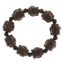 Wood carved Sakyamuni Buddha head hand string prayer beads bracelet gift
