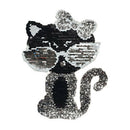 cat reversible sequined sew on patches for clothes diy sweater coat applique JR