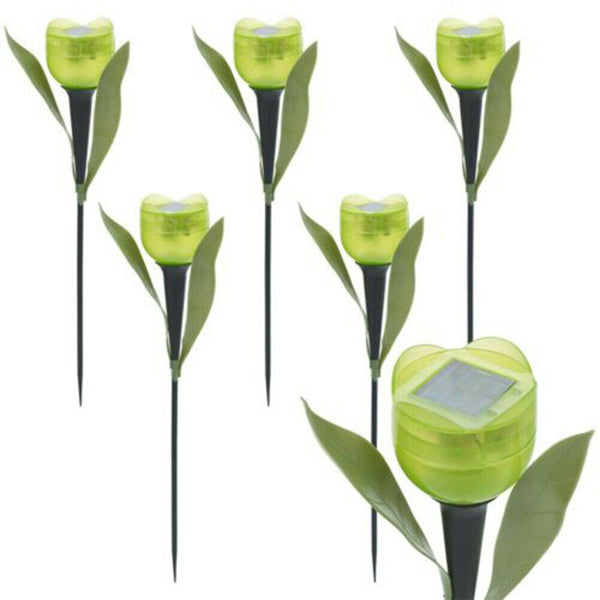 6x Tulip Flower LED Solar Light Outdoor Garden Lawn Decor Lamp (Green) A#S