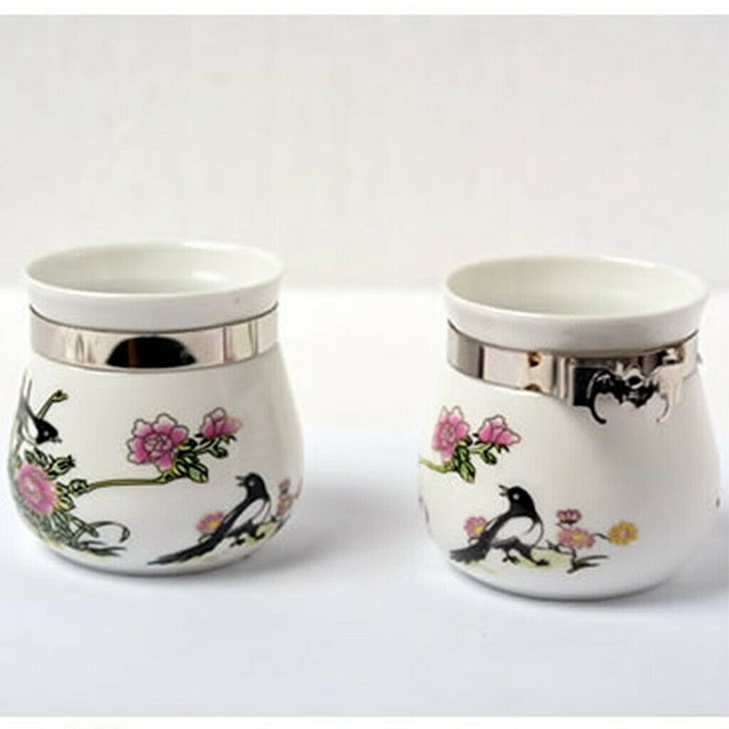 2 Pcs Food & Water Bird Cup, Ceramic Feeding Dish Feeder for Parrot Macaw