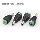 20pcs 10 Male+10 Female DC Power Connector Adapter 2.1x5.5mm Plug for CCTV