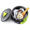 Outdoor 10Pcs Camping Cookware Portable Cooking Equipment Mess Kit Bowls Ba