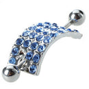 Belly Piercing Stainless Steel 316L In Blue Strass S5N3