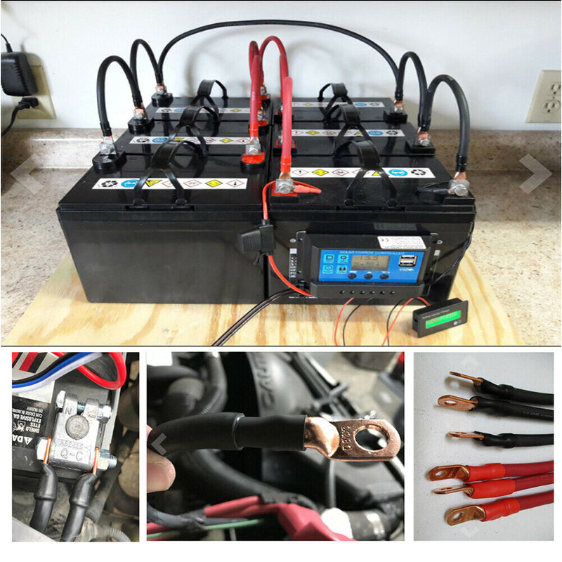 10pcs Heavy Duty Copper Battery Cable Lugs 4AWG 5/16 with 2:1 Heat Shrink Tube