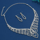 2 Piece Set Geometric Crystal Diamond Phoenix Necklace Earrings Jewelry Set