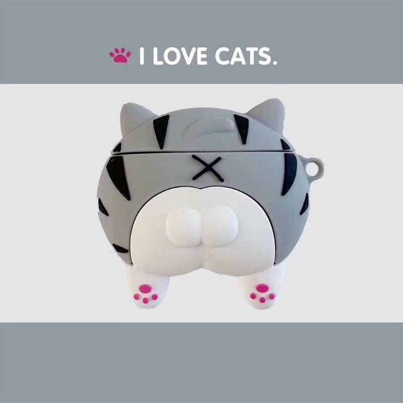 Cute Kitten Pattern Case Silicone Protective Cover for Airpods 1/2 Charging Box