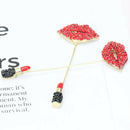 Fashion Women Crystal Red Lips Brooch Collar Lapel Pin Jewelry Accessories G Gw