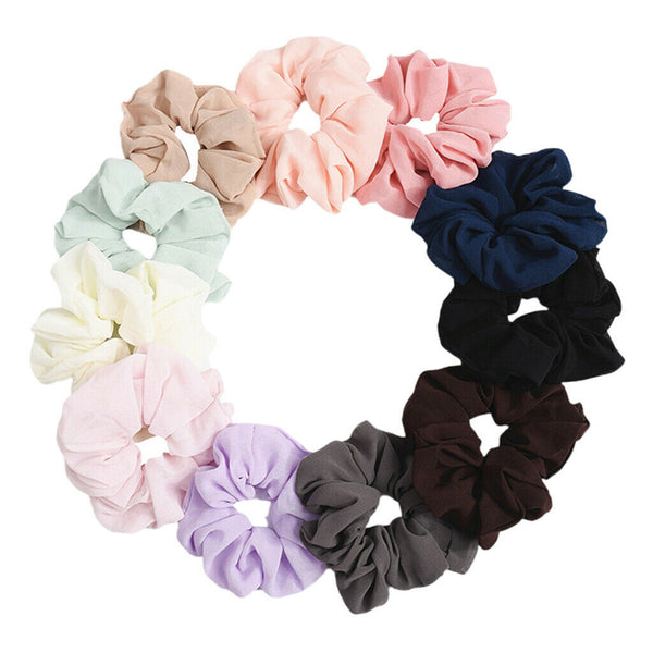 11Pcs Colorful Sheer Chiffon Flowrs Hair Scrunchies Large Intestine Rings Cloth