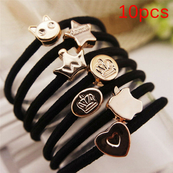 10Pcs Women Girls Hair Band Ties Ropes Ring Elastic Hairband Ponytail Holder Z