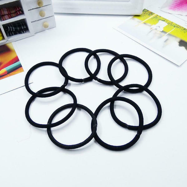 120pcs Elastic Rubber Band Black Women Hair Rope Ties Kids Ponytail Holder