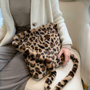 Leopard Crossbody Handbag Women Plush Retro Shoulder Messenger Bag (Brown)