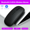 Dual Mode 2.4GHz Wireless + Bluetooth Mouse Rechargeable PC Mice (Black)