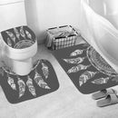 4Pcs Home Bathroom Decor Set Bohemian Style Feather Pattern Toilet Seat Cov
