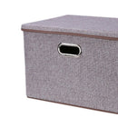 Large Gray with Lid Folding Storage Box Linen Fabric Foldable with Lid Stor