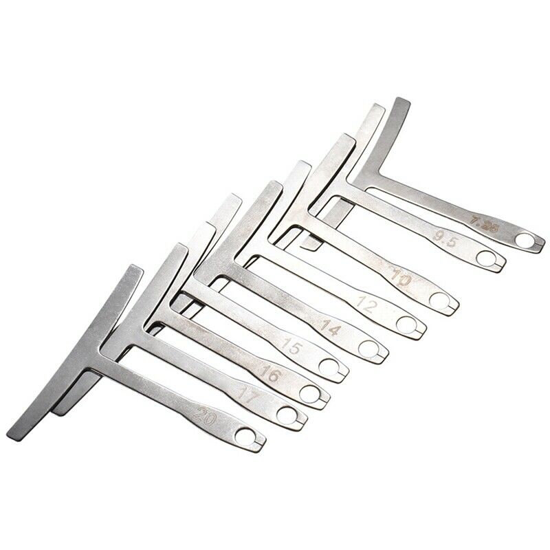 13 Pcs Guitar Bass Luthier Tools Set Pin Puller Keychain Double Sided Gauge