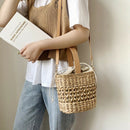 Hollow Straw Woven Bag Handle Clutch Bag Shopping Bag Female Shoulder Messe