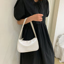 Women Handbags Solid Color PU Leather Female Shoulder Underarm Bag (Beige)