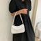 Women Handbags Solid Color PU Leather Female Shoulder Underarm Bag (Beige)