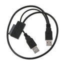 Dual USB 2.0 to SATA 13Pin 7+6 Adapter Lead Cable For Laptop PC CD/DVD-ROM Drive