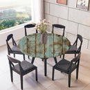 2x Elastic Round Tablecover Cover Waterproof Durable Vinyl 1.2m Wood Pattern